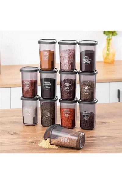 AVENURE 1107 Set of 12 Leakproof Flat Lid Labeled Spice Jars - Food and Food Storage