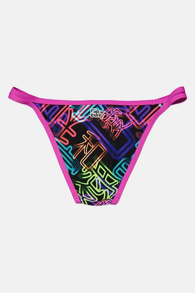 SPEEDO Women Allover Print Bikini Bottom, Black/Purple Combo