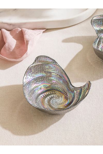 LC Waikiki Lcw Home Gray Seashell Figured Snack Bowl Set of 2 13 cm