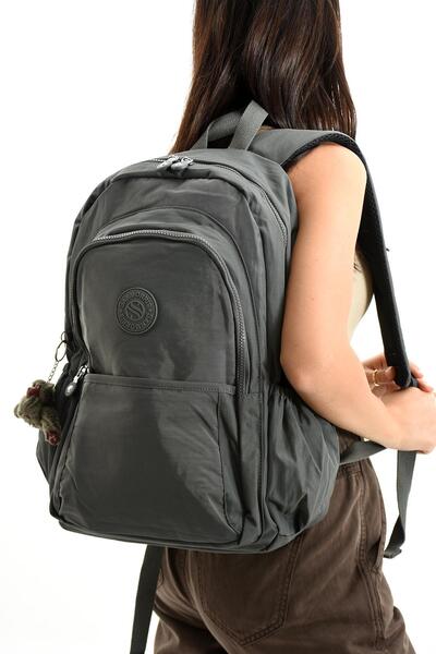 H&D COLLECTİON Unisex Water Resistant Crinkle Fabric Multi-Eye Large Size Navy Blue Color School and Backpack 3015