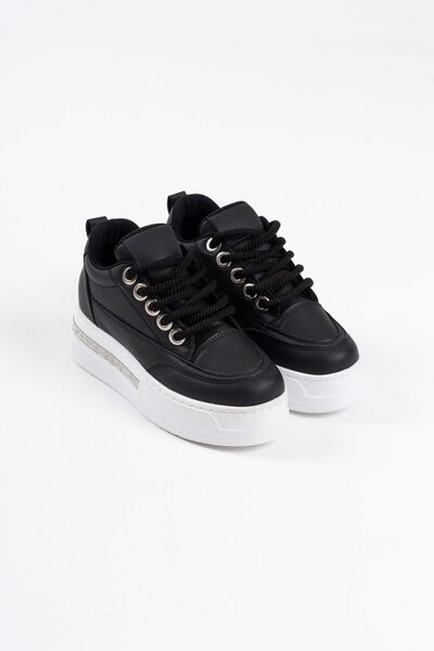 ripuvainen Zayro Women's Height Increasing Hidden Heel Sneaker Sports Shoes - Black / White Sole