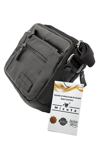 Micutz Ruff Ryder Men's Leather Shoulder Bag, Rectangular, Brown, 25x18x7 cm, Black Color