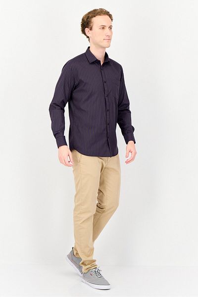 Kenneth Cole Men Slim Fit Stripe Long Sleeves Casual Shirt, Multicolor