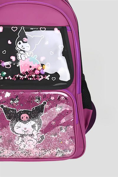 Catwins Rucsac pentru școală primară cu accesorii în stil coreean Kuromi