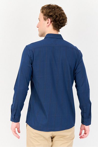 Kenneth Cole Men Slim Fit Long Sleeve Checkered Casual Shirt, Multicolor
