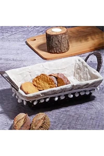 STOREMAX Wicker Series Rectangular Wicker Bread Basket with Cloth