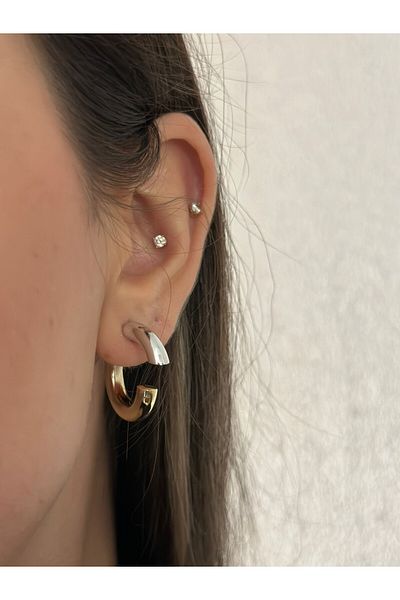 MyladyAccessoriess Double Color Detailed Double Use Hoop Earrings