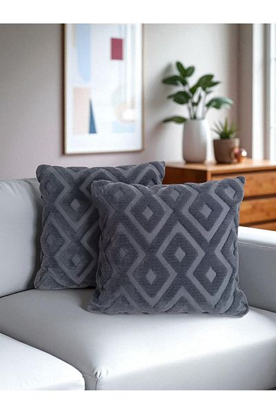 nunuteks evinizi renklendirin Set of 2 Bohemian Special Design Wellsoft Throw Pillow Cases |   Double Sided 43X43 cm - Anthracite