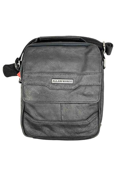 Micutz Men's shoulder bag, made of genuine leather, black, 23x27x7cm