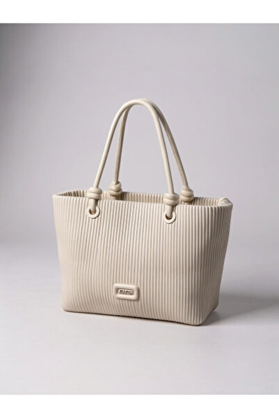 GOLDEN POLO Women's Beige Shoulder and Shoulder Bag – Modern Design Textured Medium Size Daily Bag