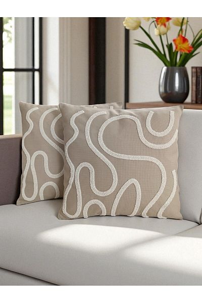 nunuteks evinizi renklendirin Bohemian Style Punch Embroidered Throw Pillow Case |   43X43Cm |   2 Pieces