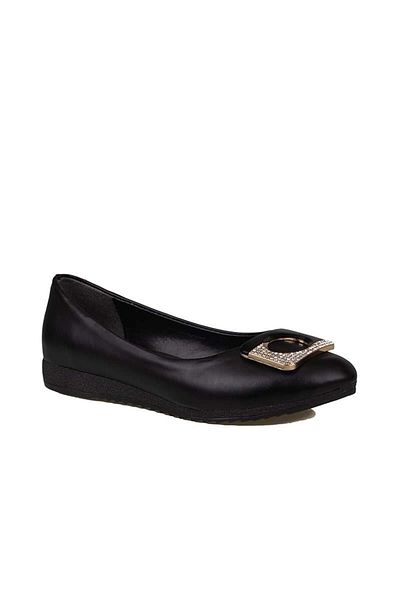 Trend Adımlar Black Stone Detailed Classic Women's Ballerinas