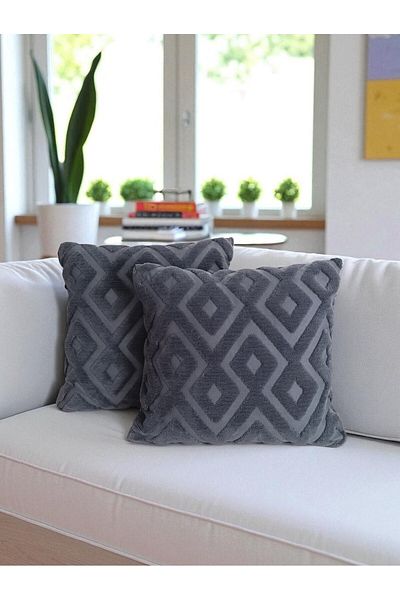 nunuteks evinizi renklendirin Set of 2 Bohemian Special Design Wellsoft Throw Pillow Cases |   Double Sided 43X43 cm - Anthracite