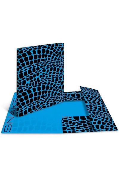 ShopZum Elastic File A4 Size Snake Pattern Blue-Black