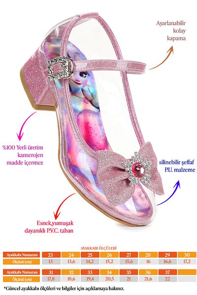 Kiko Kids Asel Girl's Glittery Heeled Evening Dress Transparent Shoes