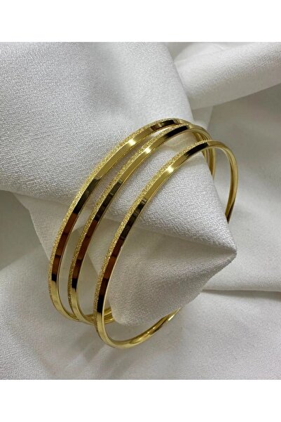 CAXBERN 22 Ayar Altın Kaplama Ajda Simli Bileklik Paslanmaz Çelik Kibrit Bilezik (5 Adet)