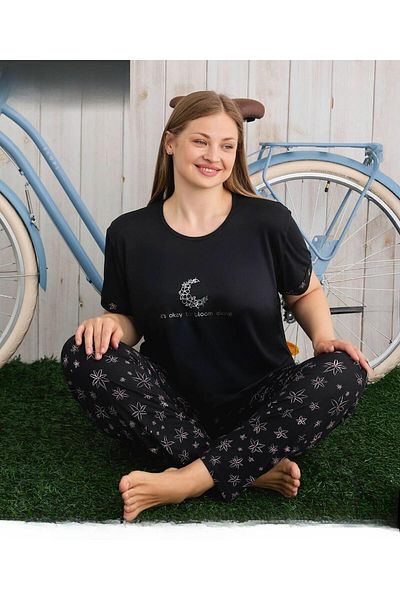 Pijamoni Set pijamale subțire pentru femei Milan Plus Size Crew Gât cu mânecă scurtă 7665/15 - 1 buc.
