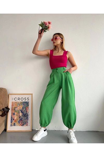 ufukmoda Baggy Pants Green S23202