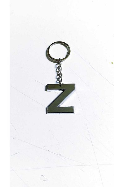 ForWhat Z-Letter Plastic Chrome Plated Plastic Bag Ornament Keychain for Bureau Home Office Gift
