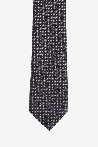 ALTINYILDIZ CLASSICS Erkek Siyah-Gri Desenli Kravat-Mendil Set