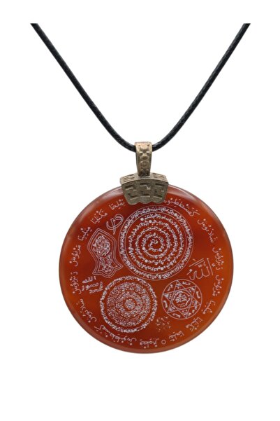 TAKI DERYASI El Yapımı kırmızı Çok Dualı Akik Taşı Kolye, Manevi Sembollerle Şifa Ve Denge