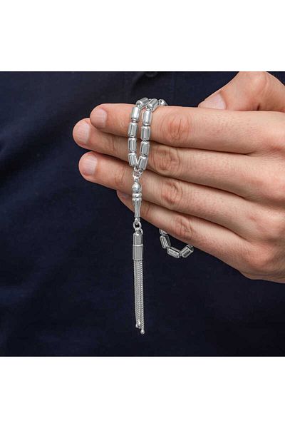 norsary Silver Capsule Cut Men's Prayer Beads