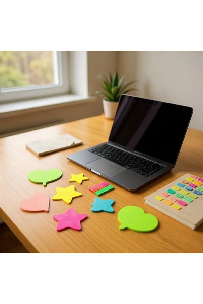 Yenigeldi ورق ملاحظات لاصق ملون على شكل 4 قطع Post-it + ملصقات صفحة Post it