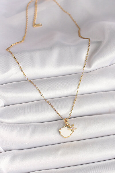 ForWhat قلادة من الفولاذ الذهبي معلقة على شكل نجمة من الزركون الأبيض للمرأة ا...