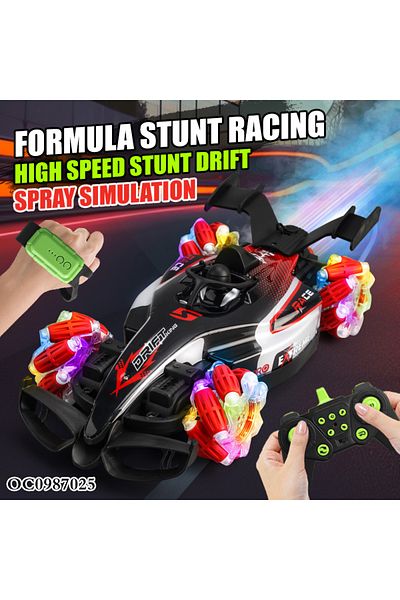 LIVVY RC Stunt Drift Car Toy 1:12 – 4WD Rechargeable with Spray, Lights, Music & 360° Spins for Kids