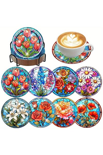 BGA elmas boyama bardak altlığı seti çocuklar ve yetişkinler için eğlenceli e...