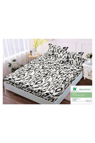 FIONNA.RO Duvet Cover with Elastic and Pillowcases 160x200cm - Cream with Abstract Spots