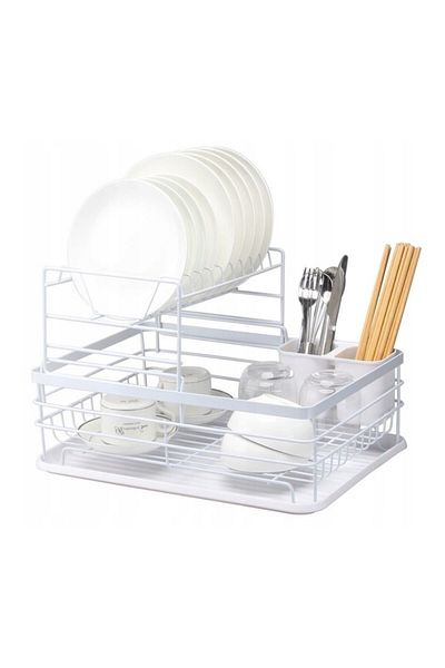 JollyMag Modern two-tier dish drainer, white metal, JollyMag, SU04B