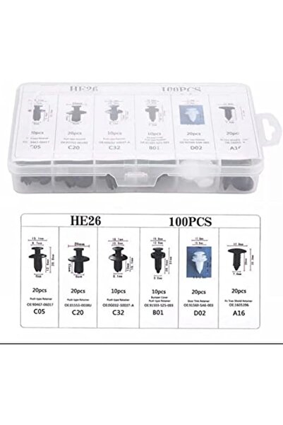 Generic Car Fastening Clips Set, 100 Pieces