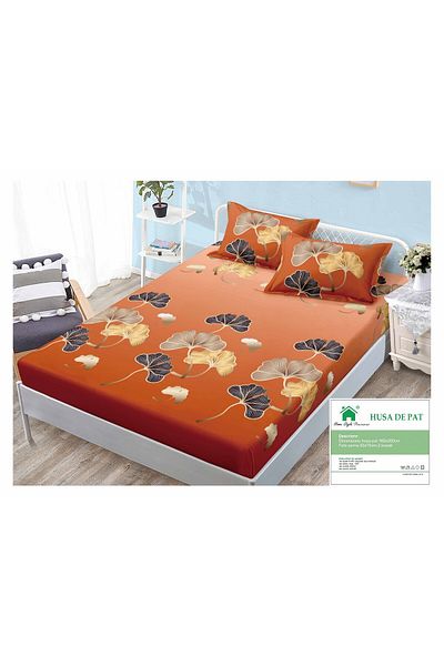 FIONNA.RO Duvet Cover with Elastic and Pillowcases 160x200cm - Orange