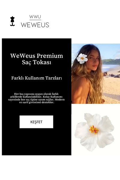 Weweus Cataramă premium cu flori albe în stil hawaian pentru femei