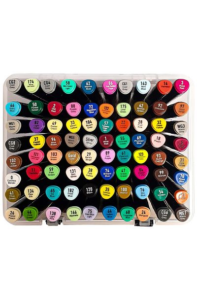 daço Double-ended graphic marker, DACO Art Duet MK680, 80 pcs/set + 2 FLR white pencils, small sketch pad