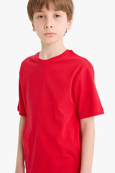 DeFacto Boy's Crew Neck Basic Plain Short Sleeve T-Shirt K1687A625Au