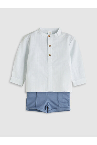 LC Waikiki Trendlucky Buttoned with Difference Baby Boy Shirt and Shorts 2-Piece