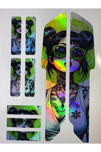 ca kay bu Girl Bisiklet Sticker Seti 9 Parça – Renkli Maşa Kadro Etiketi Holo...