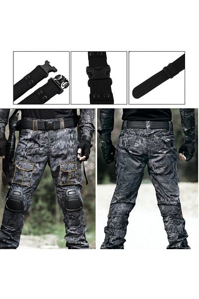 Hipolar Military Tactical Combat Belt, Adjustable With 3-point Fastening, Velcro Adjustment, Black, 130 Cm