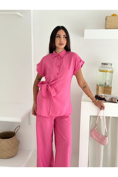 sportiness Bottom-Top Suit with Lacing Detail Cupra Modal Fabric Shirt