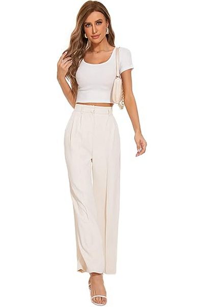 OEM Pantaloni largi pentru femei, talie înaltă elastică, pantaloni de lucru lungi și drepți, pantaloni de afaceri, pantaloni largi