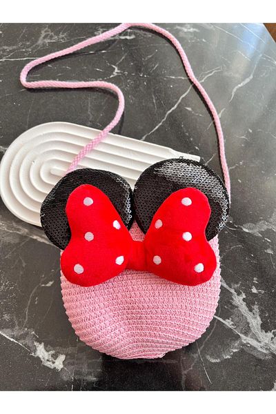 EMKSHOP 3D Straw Children's Bag with Mickey Ears