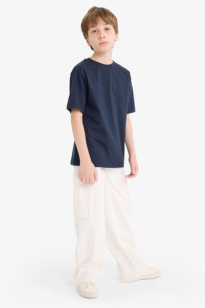 DeFacto Boy's Crew Neck Basic Plain Short Sleeve T-Shirt K1687A625Au