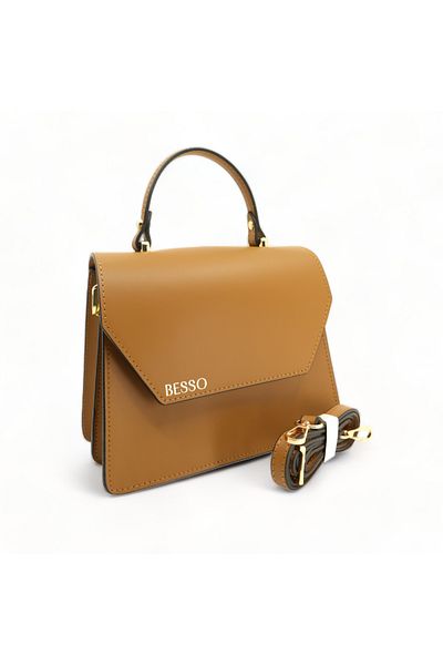 BESSO Dolce Elegante Brown genuine leather handbag