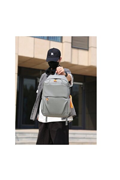 Generic Leather backpack,shoulder bag&hand bag,padded straps&back hanging strap,colorful accessories, gray