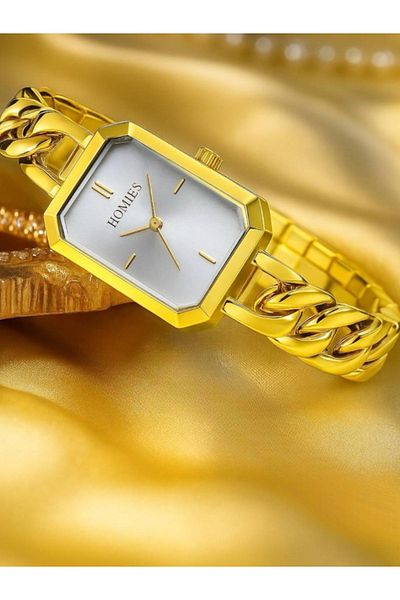 Homies Gold Women's Wristwatch and Waterway Bracelet Set