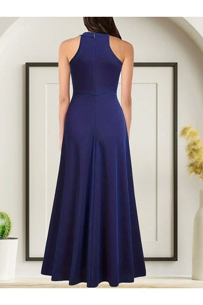MODA BURJUVA Rochie de seară Janjan Crepe de lungime întreagă pentru femei, cu decolteu adânc, cu detaliu de fantă