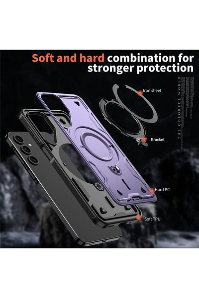 ALC MOBILE Military armour case with metal ring, compatible with Samsung Galaxy A36, Purple