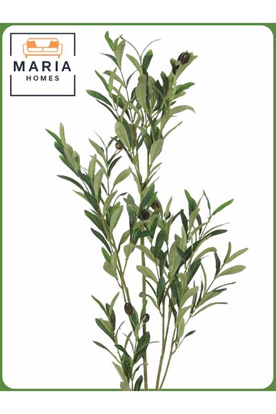 MARIA HOMES Artificial Olive Leaf Plant 80 cm – Decorative Indoor Shrub with Gray Pot